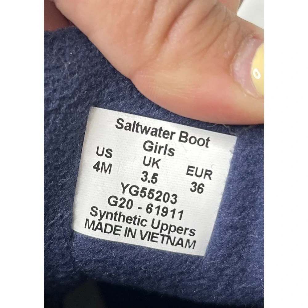 Sperry Top Sider Saltwater Duck Kids Girls Rain Ankle Boots Brown Blue‎ Size 4M